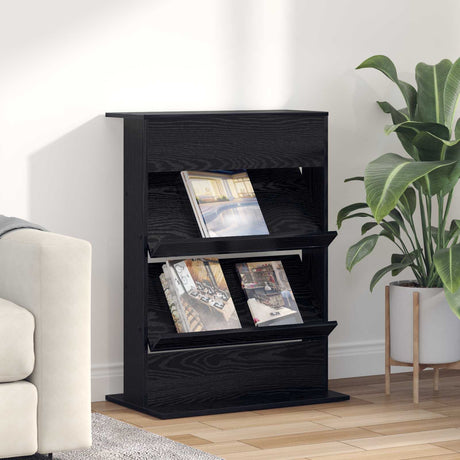 Wooden Magazine Rack 96cm High With 2 Shelves - Vantage Home
