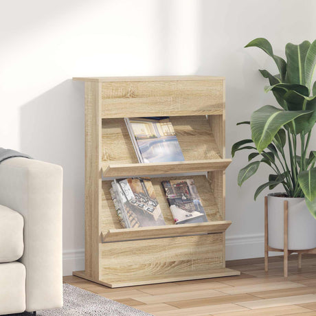 Wooden Magazine Rack 96cm High With 2 Shelves - Vantage Home