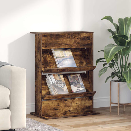 Wooden Magazine Rack 96cm High With 2 Shelves - Vantage Home