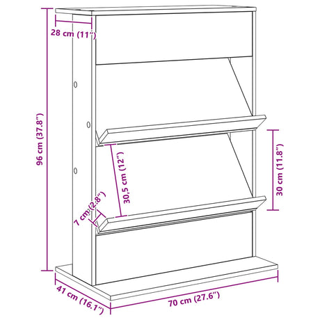 Wooden Magazine Rack 96cm High With 2 Shelves - Vantage Home