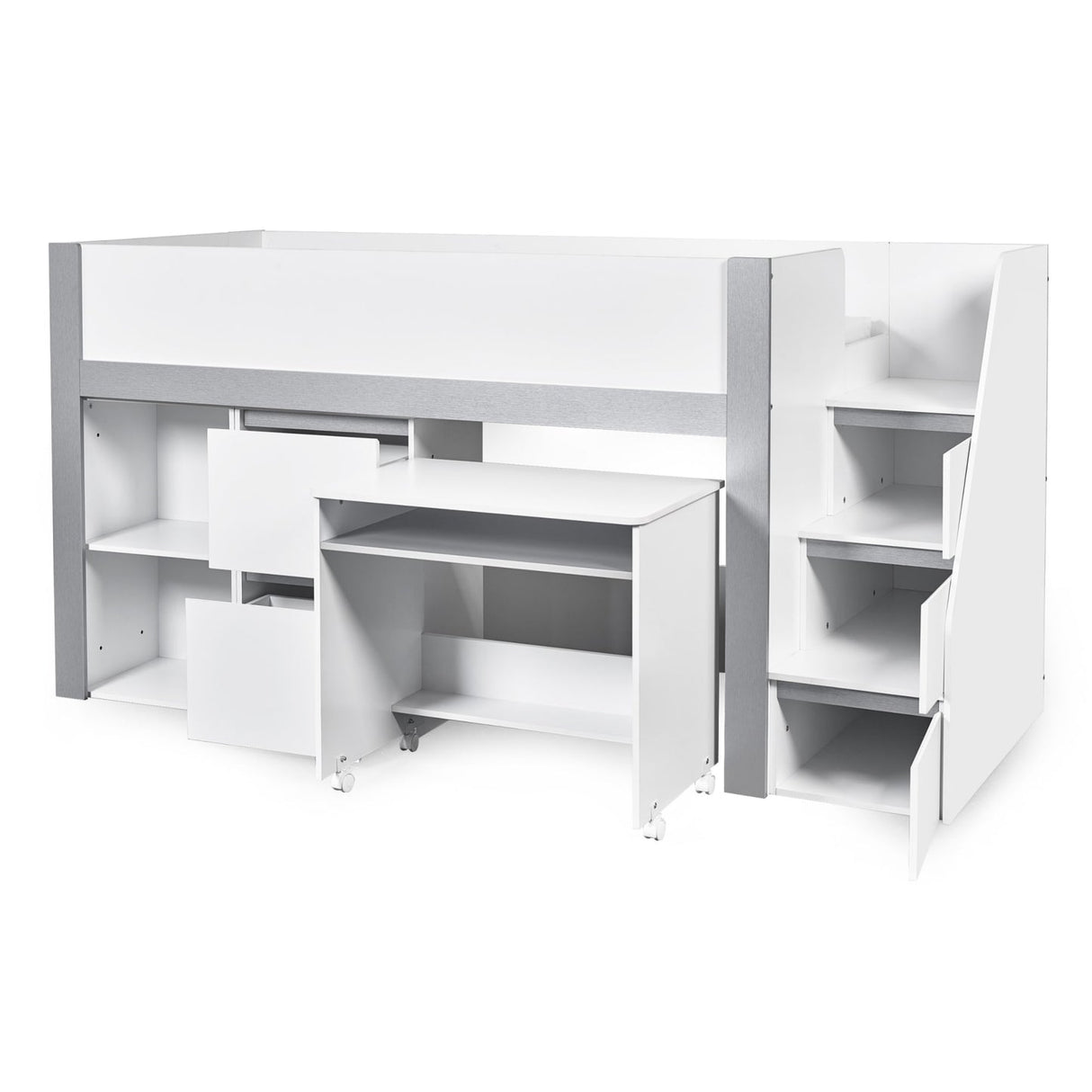 Wooden Mid Sleeper Bed With Ladder - Gaia