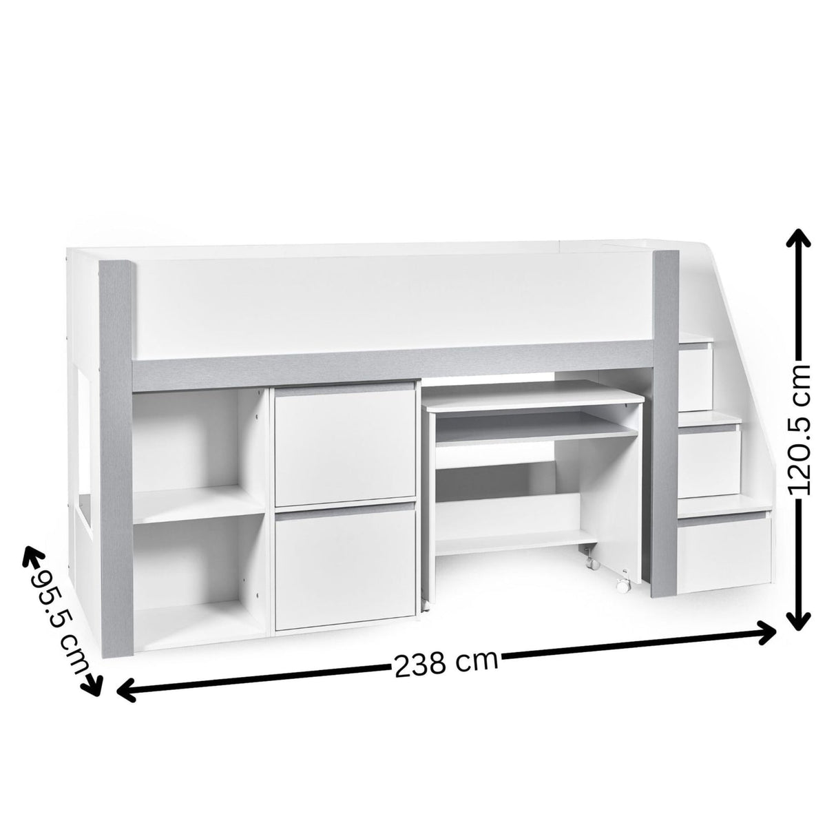 Wooden Mid Sleeper Bed With Ladder - Gaia