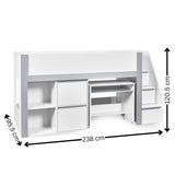 Wooden Mid Sleeper Bed With Ladder - Gaia