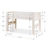 Wooden Mid Sleeper Bed With Ladder - Pluto