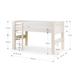 Wooden Mid Sleeper Bed With Ladder - Pluto