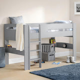 Wooden Mid Sleeper Bed With Ladder - Pluto