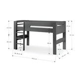 Wooden Mid Sleeper Bed With Ladder - Pluto