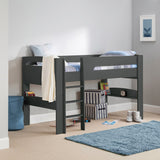 Wooden Mid Sleeper Bed With Ladder - Pluto