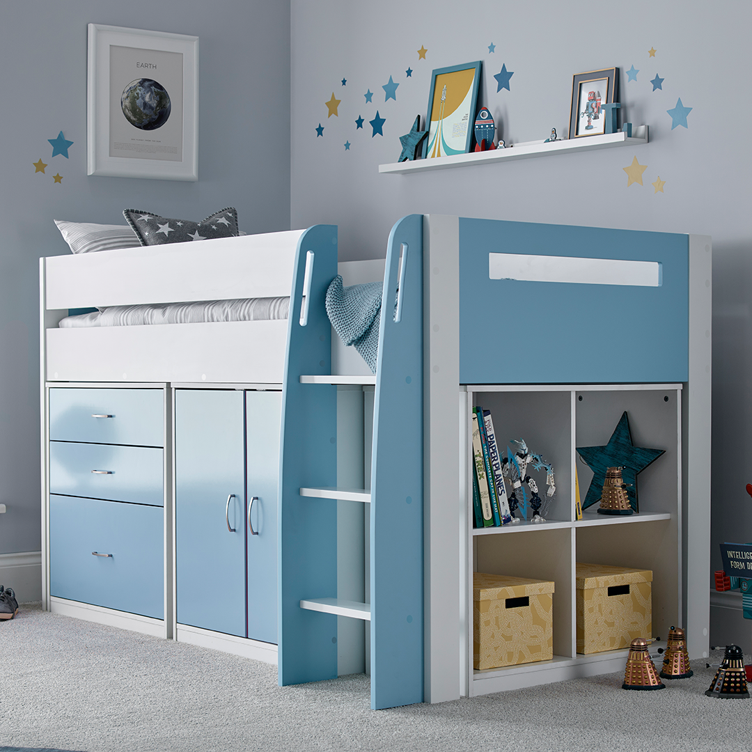 Wooden Mid Sleeper Single Storage Bed - Lacy