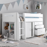 Wooden Mid Sleeper Single Storage Bed - Lacy