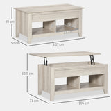 Wooden Modern Lift-up Coffee Table Rectangular With Shelves - Velmora