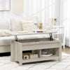 Wooden Modern Lift-up Coffee Table Rectangular With Shelves - Velmora