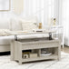 Wooden Modern Lift-up Coffee Table Rectangular With Shelves - Velmora