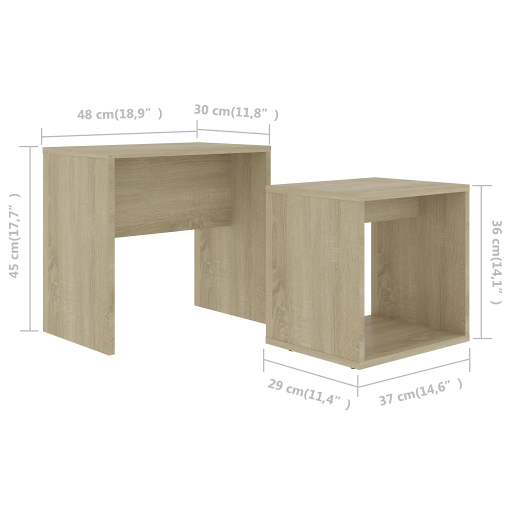 Wooden Nest Of 2 Coffee Tables 48cm Wide - Vantage Home