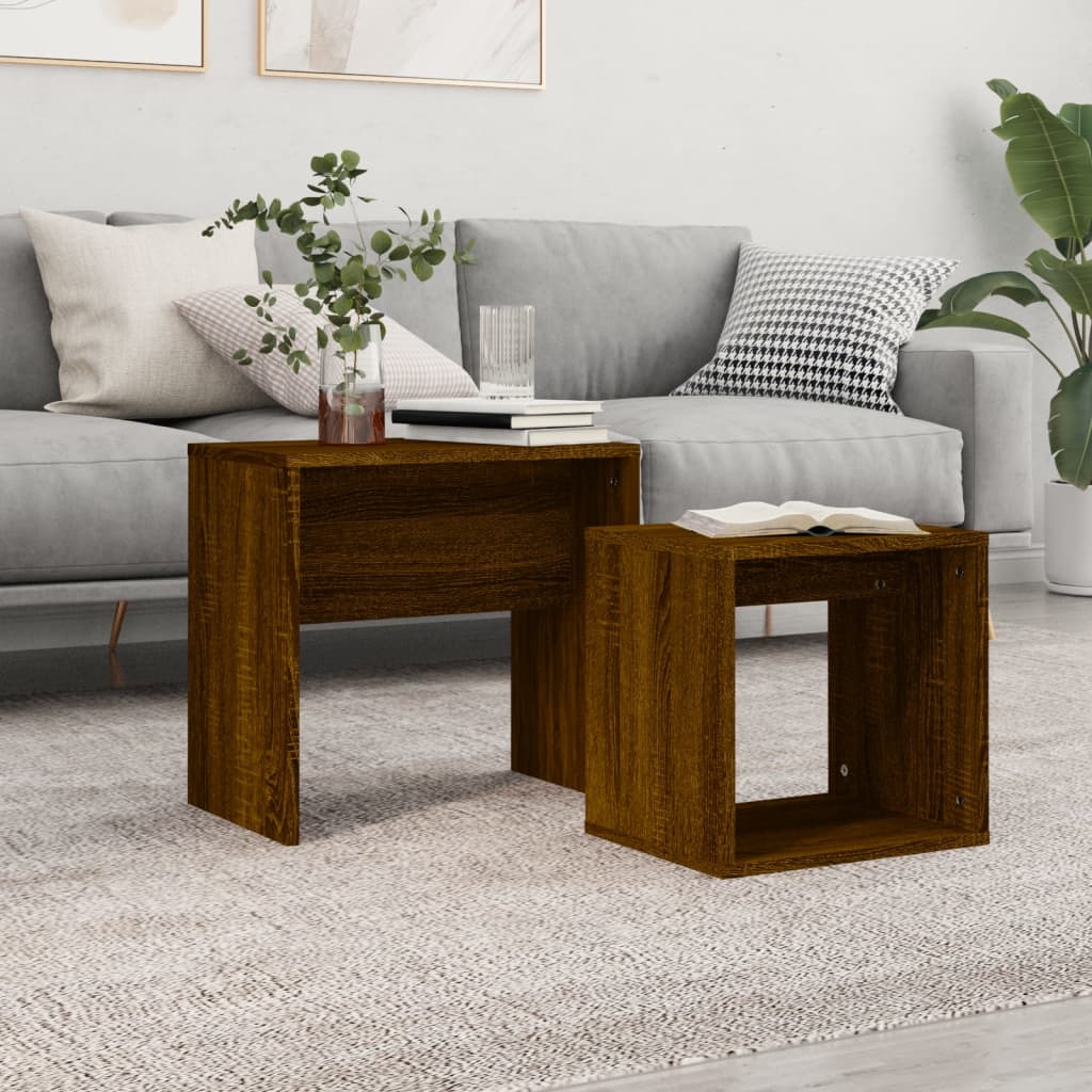 Wooden Nest Of 2 Coffee Tables 48cm Wide - Vantage Home
