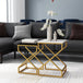 Wooden Nest Of 2 Tables 40cm Wide With Gold Steel Frame - Velmora