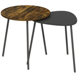 Wooden Nest Of 2 Tables 45cm Wide With Metal Legs - Velmora