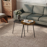 Wooden Nest Of 2 Tables 45cm Wide With Metal Legs - Velmora