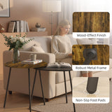 Wooden Nest Of 2 Tables 45cm Wide With Metal Legs - Velmora
