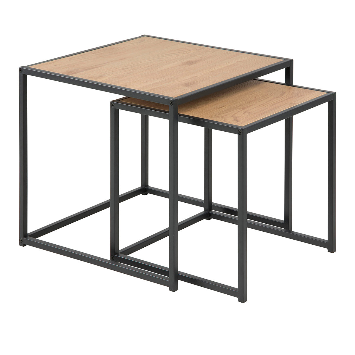 Wooden Nest Of 2 Tables With Black Metal Frame - Seaford