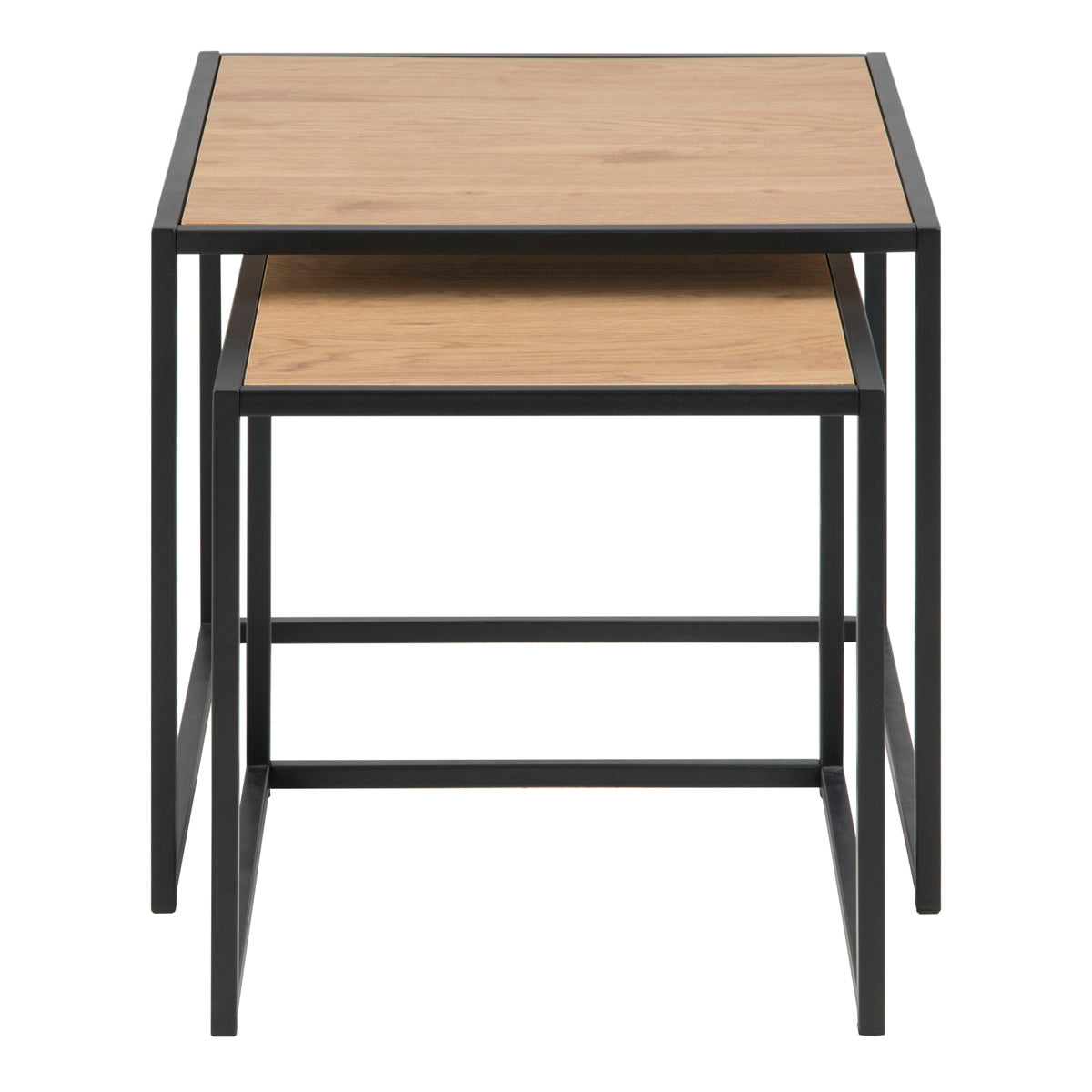 Wooden Nest Of 2 Tables With Black Metal Frame - Seaford