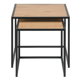Wooden Nest Of 2 Tables With Black Metal Frame - Seaford