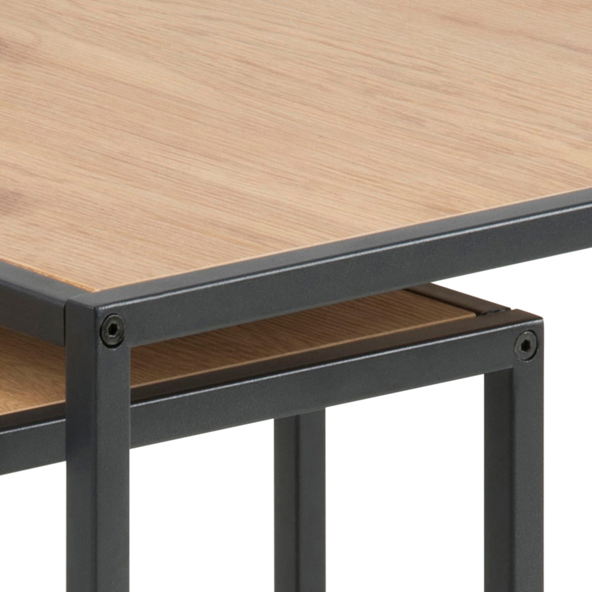 Wooden Nest Of 2 Tables With Black Metal Frame - Seaford