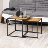 Wooden Nest Of 2 Tables With Black Metal Frame - Seaford