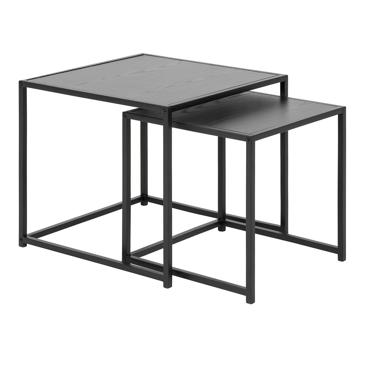 Wooden Nest Of 2 Tables With Black Metal Frame - Seaford