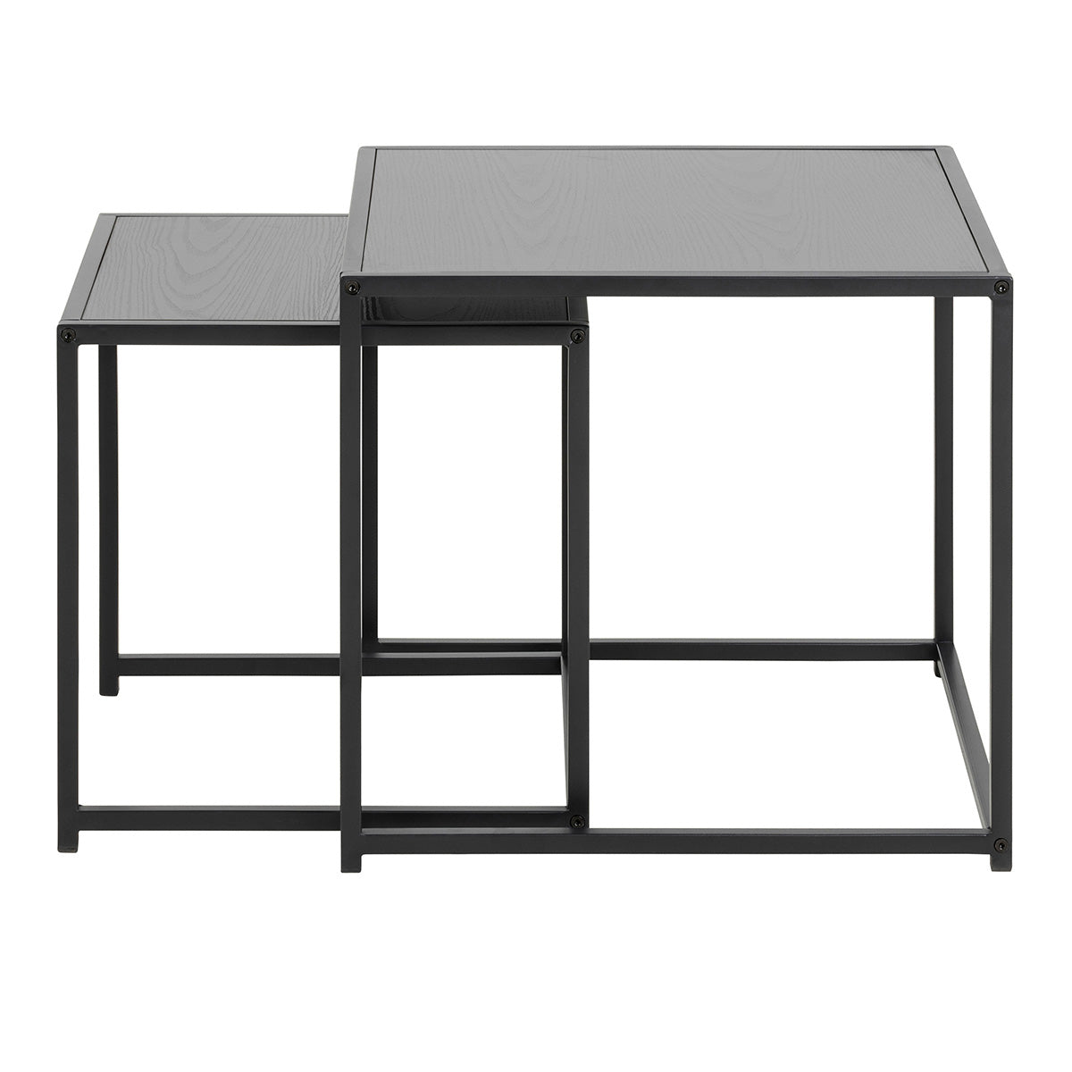 Wooden Nest Of 2 Tables With Black Metal Frame - Seaford