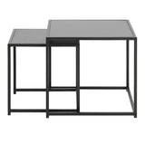 Wooden Nest Of 2 Tables With Black Metal Frame - Seaford