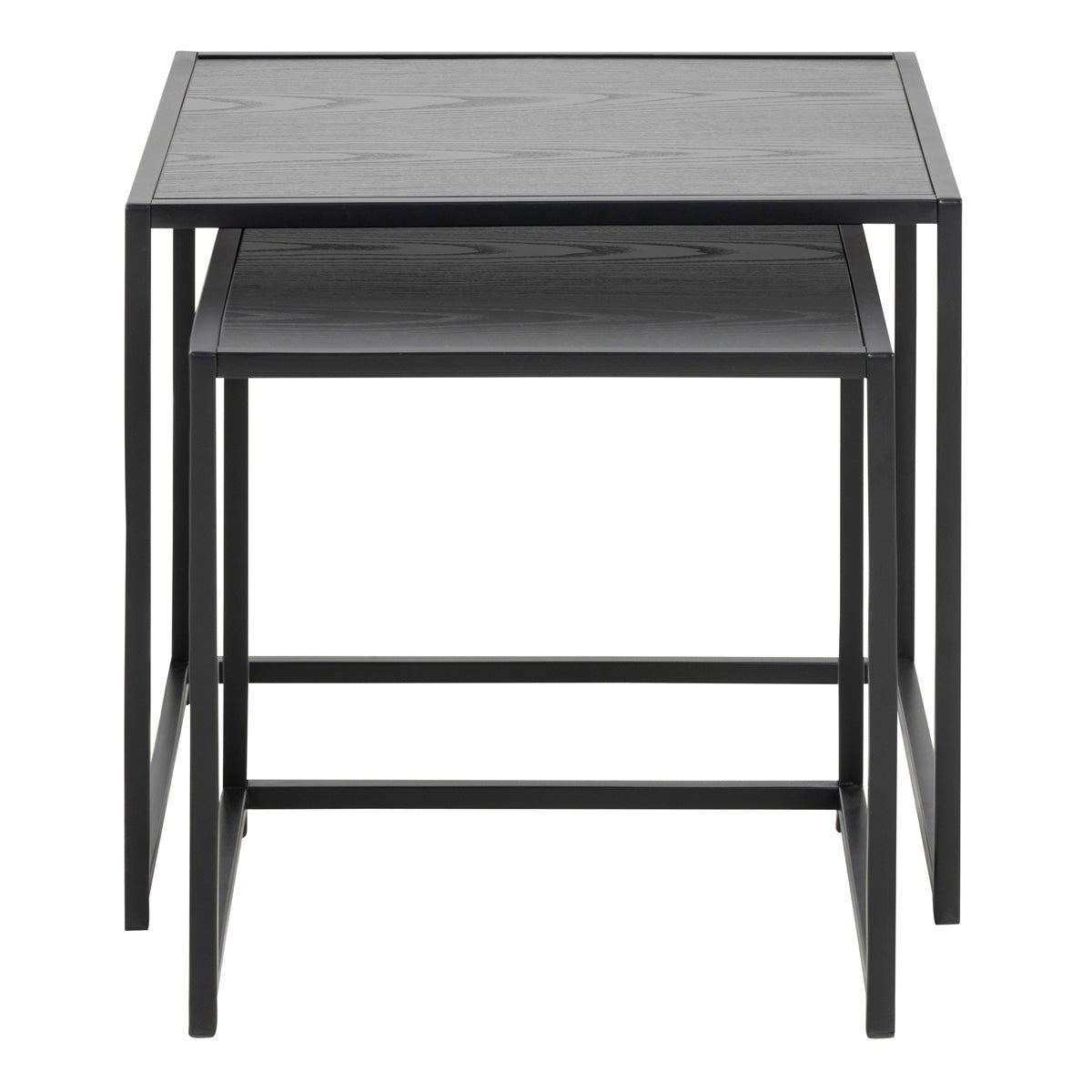 Wooden Nest Of 2 Tables With Black Metal Frame - Seaford