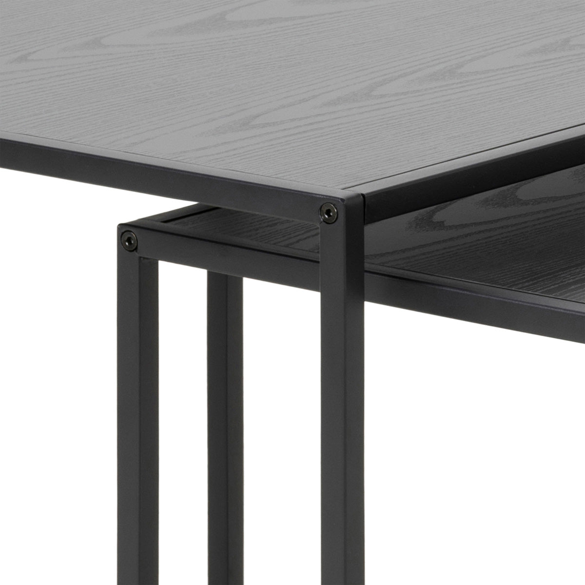 Wooden Nest Of 2 Tables With Black Metal Frame - Seaford