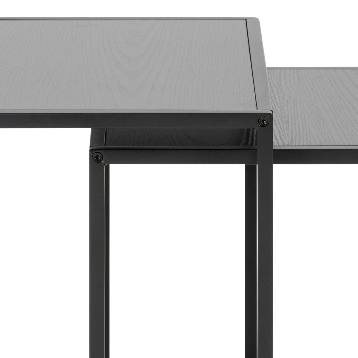 Wooden Nest Of 2 Tables With Black Metal Frame - Seaford