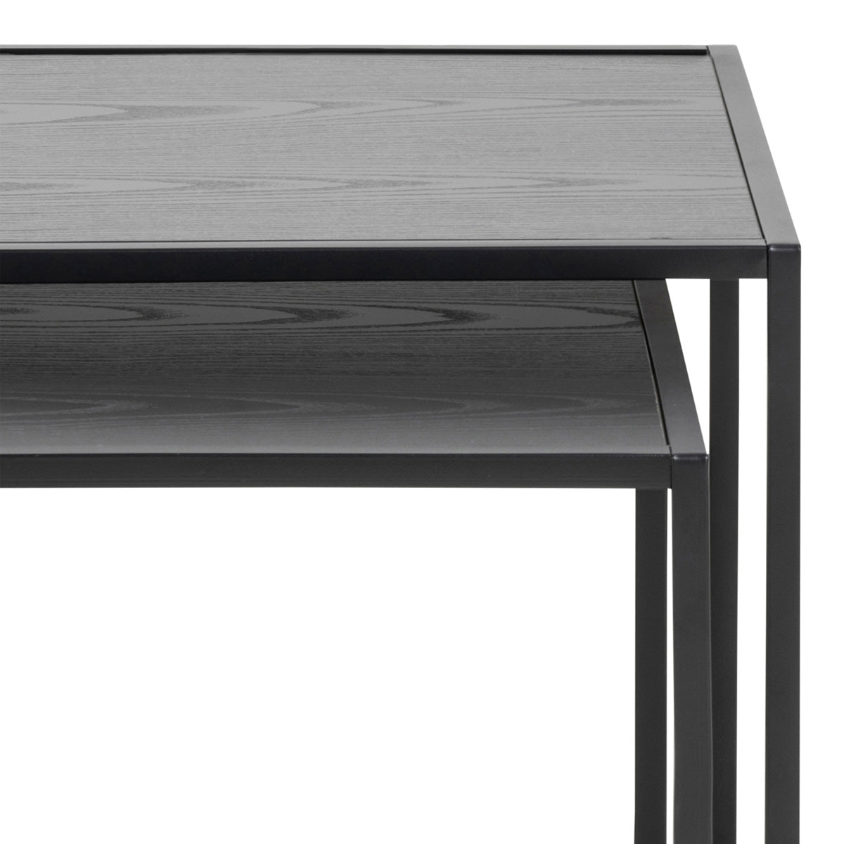 Wooden Nest Of 2 Tables With Black Metal Frame - Seaford