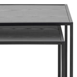 Wooden Nest Of 2 Tables With Black Metal Frame - Seaford