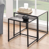 Wooden Nest Of 2 Tables With Black Metal Frame - Seaford