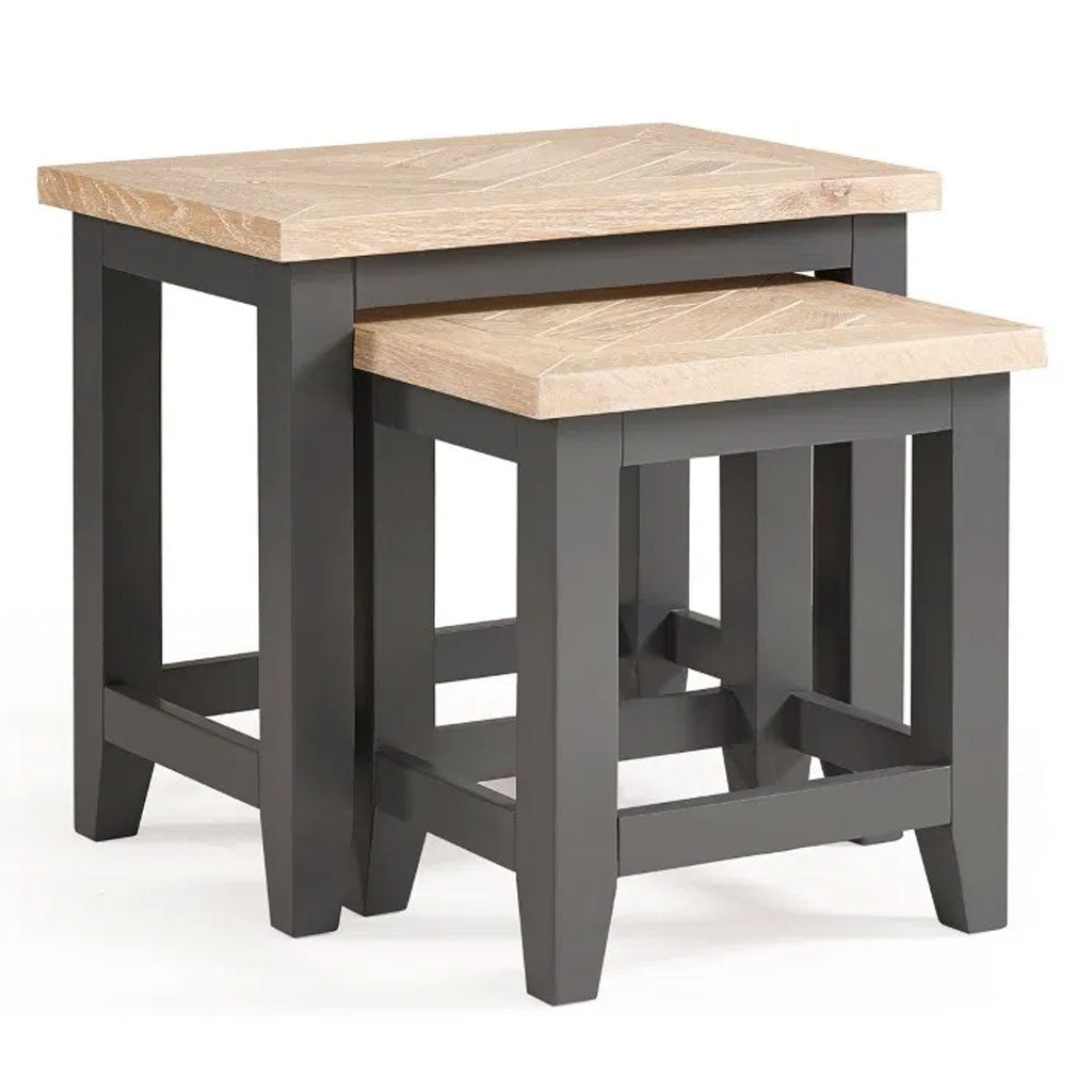 Wooden Nest Of 2 Tables Rectangular - Bordeaux