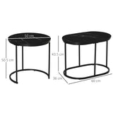 Wooden Nest of 2 Tables in Marble Effect - Velmora