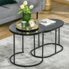 Wooden Nest of 2 Tables in Marble Effect - Velmora