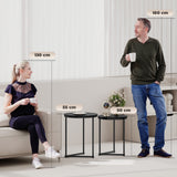 Wooden Nest of 2 Tables Round in Marble Effect - Velmora