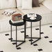 Wooden Nest of 2 Tables Round in Marble Effect - Velmora