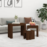 Wooden Nest Of 3 Coffee Tables 61cm Wide - Vantage Home