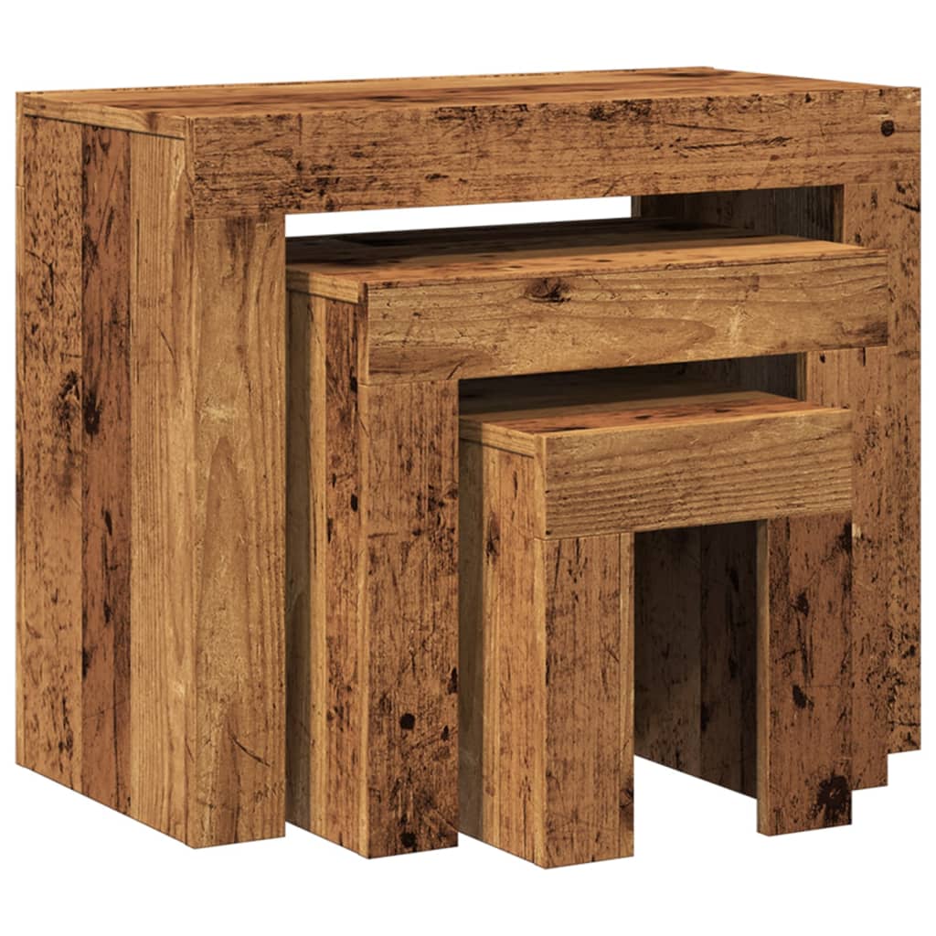 Wooden Nest Of 3 Coffee Tables 61cm Wide - Vantage Home