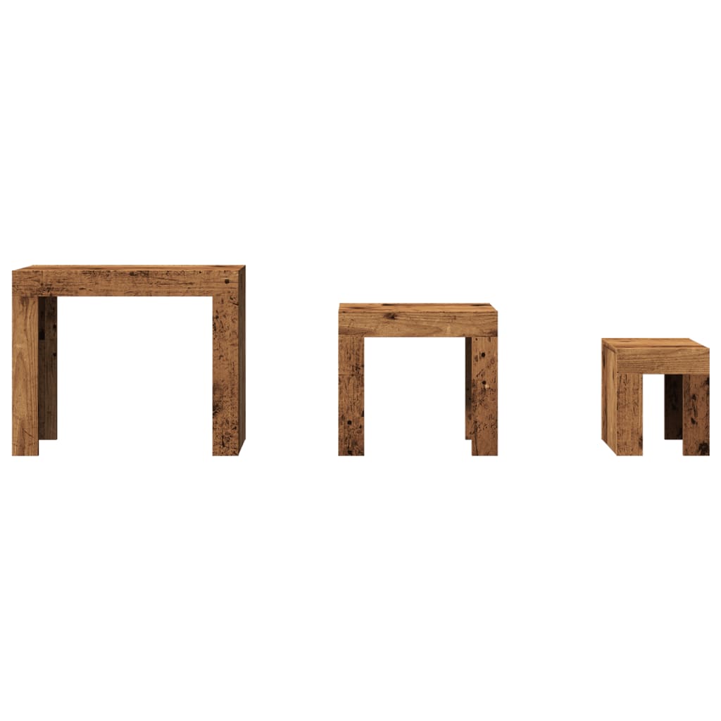 Wooden Nest Of 3 Coffee Tables 61cm Wide - Vantage Home