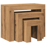 Wooden Nest Of 3 Coffee Tables 61cm Wide - Vantage Home