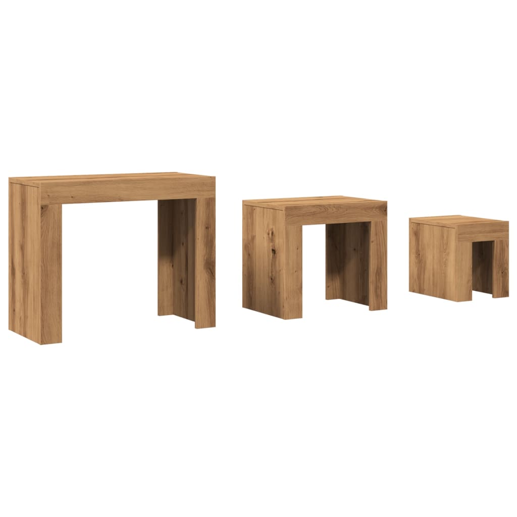 Wooden Nest Of 3 Coffee Tables 61cm Wide - Vantage Home