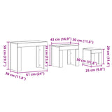 Wooden Nest Of 3 Coffee Tables 61cm Wide - Vantage Home