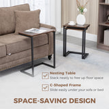 Wooden Nest Of 3 Tables 45cm Wide With Steel Frame - Velmora