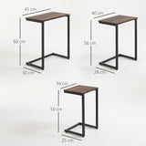 Wooden Nest Of 3 Tables 45cm Wide With Steel Frame - Velmora